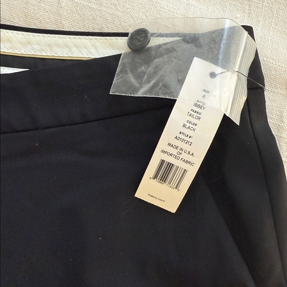 Theory Size 4 Ibbey Crepe Pants Black Straight Leg Dress Trousers NWT - Picture 2 of 7